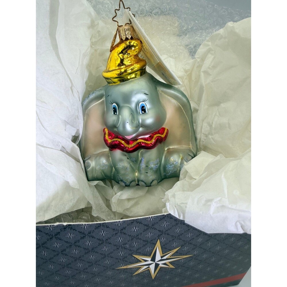 Christopher Radko Disney Dumbo Glass Ornament 2003 Exclusive Design Glitter NIB